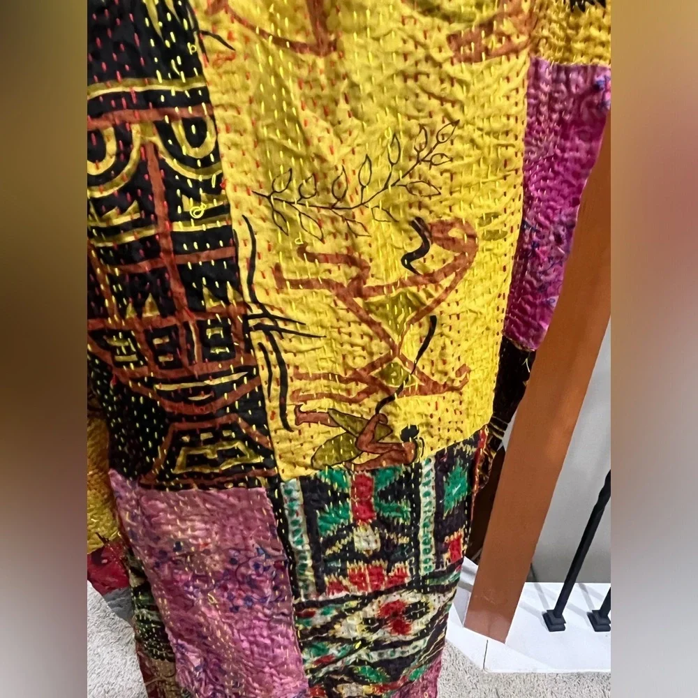 TULIP Multicolor SILK KANTHA Patchwork Scarf SIZE 84 X 15